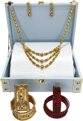 Mogha Jewels Brass Gold-plated Gold Jewellery Set(Pack of 4)