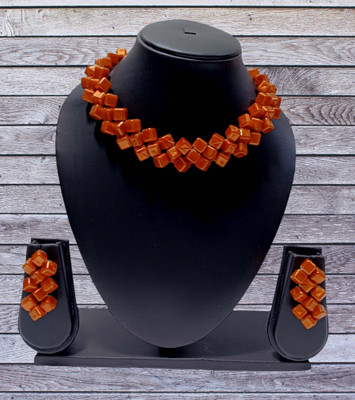 UTTARAI Alloy Gold-plated Orange Jewellery Set(Pack of 1)