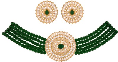 Ratnavali Jewels Brass Gold-plated Green Jewellery Set(Pack of 1)