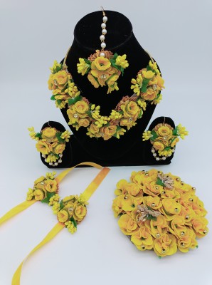 SR group Fabric Yellow Jewellery Set(Pack of 1)