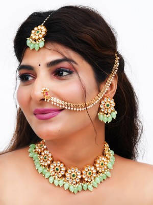 Shine Hub Alloy Gold-plated Green Jewellery Set(Pack of 1)