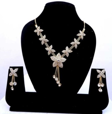 RAHUL TRADERS Alloy Gold-plated White Jewellery Set(Pack of 1)