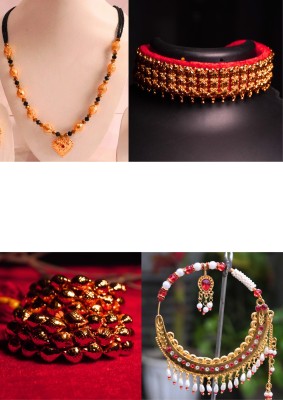 Pahadi Hai Hum Alloy Gold-plated Gold Jewellery Set(Pack of 4)