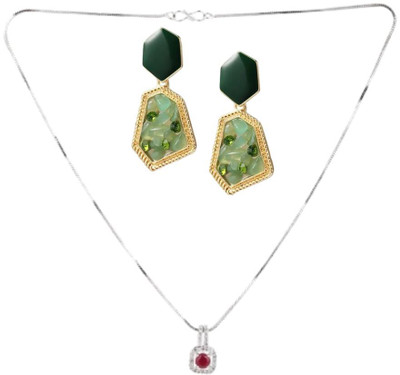 asthacollection Stone Maroon, Green Jewellery Set(Pack of 1)