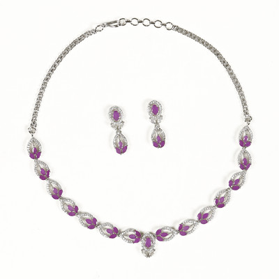 GEMRON JEWEL Brass Rhodium Pink Jewellery Set(Pack of 1)