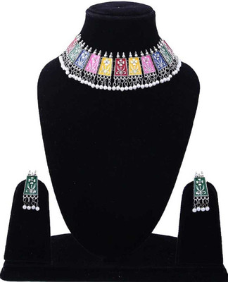 house of common Oxidised Silver Silver Multicolor Jewellery Set(Pack of 1)