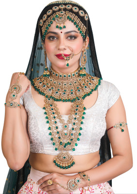 KKIMITATION Alloy Gold-plated Green Jewellery Set(Pack of 1)