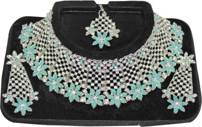 Nifty Alloy Silver Blue Jewellery Set(Pack of 1)