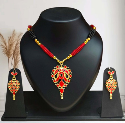 balaji gold Copper Gold-plated Red, Black Jewellery Set(Pack of 1)
