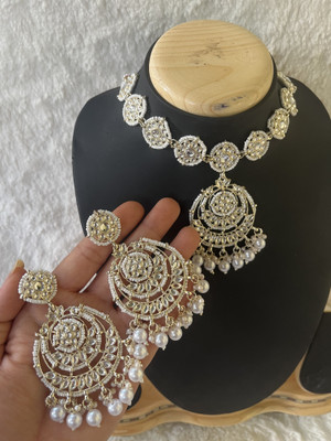 SATRANGI JEWEL Alloy Gold-plated Gold, White Jewellery Set(Pack of 1)