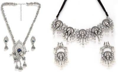 Ruhi Alloy Silver Jewellery Set(Pack of 1)