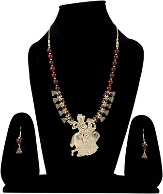 Lathar Alloy Maroon Jewellery Set(Pack of 1)