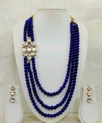 White pearl Alloy Gold-plated Blue Jewellery Set(Pack of 1)