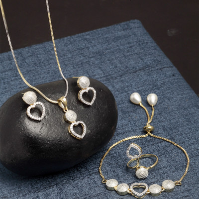 ZENEME Alloy Gold-plated Gold, Silver Jewellery Set(Pack of 1)