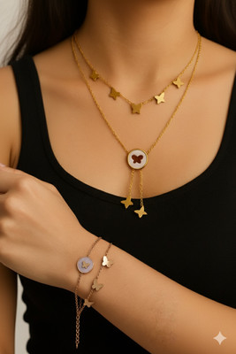 NIKLARE Stainless Steel Gold-plated Gold, Rose Gold Jewellery Set(Pack of 1)
