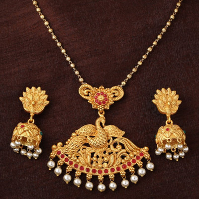 Estele Alloy Gold-plated Red, Gold Jewellery Set(Pack of 3)