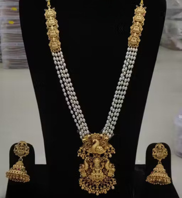 RUJVE JEWELLERY Brass, Copper Gold-plated Gold, White Jewellery Set(Pack of 1)