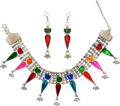 Zoey Oxidised Silver, Alloy Sterling Silver, Silver Multicolor Jewellery Set(Pack of 1)