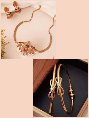 Sangria Brass Gold-plated Gold, Green, Red, White Jewellery Set(Pack of 2)