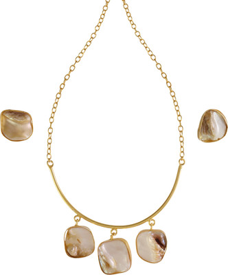 khannak Brass, Mother of Pearl Gold-plated Gold, White Jewellery Set(Pack of 1)