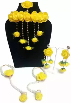 Lovezone Fabric, Plastic Yellow, White Jewellery Set(Pack of 1)