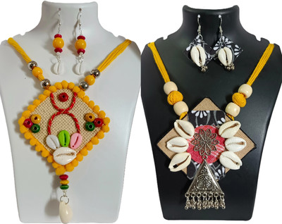 Loknath Handcraft Fabric Multicolor Jewellery Set(Pack of 2)