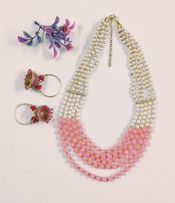 Grace Collections Alloy Gold-plated Pink Jewellery Set(Pack of 1)