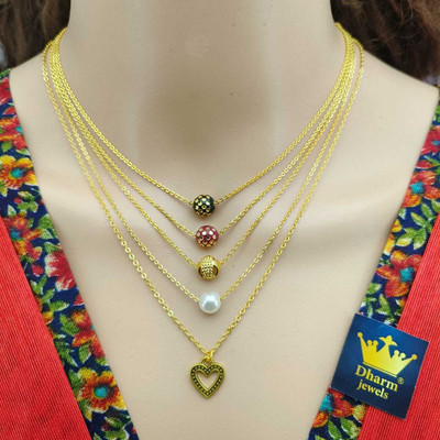 Dham Jewels Alloy Gold-plated Gold Jewellery Set(Pack of 5)