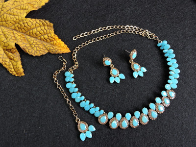 VATSALYA creation Alloy Gold-plated Turquoise Jewellery Set(Pack of 1)