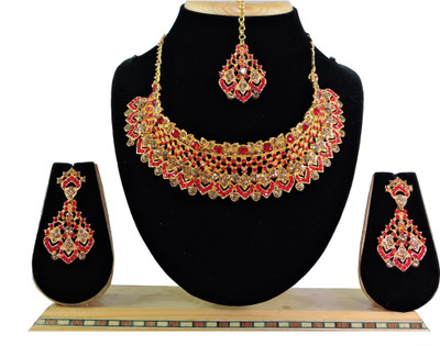 VATSALYA creation Alloy Red Jewellery Set(Pack of 1)