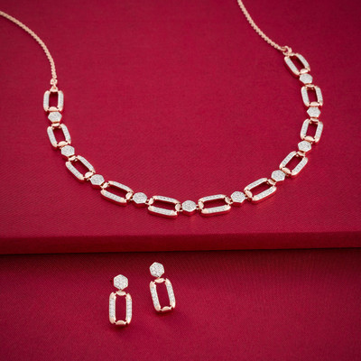 Kushal's Fashion Jewellery Copper Rhodium White Jewellery Set(Pack of 3)