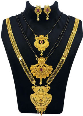 JRD GLOBAL Brass Gold-plated Gold, Multicolor Jewellery Set(Pack of 5)