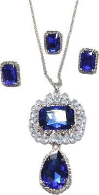 24 FASHION Alloy Rhodium Blue, Silver Jewellery Set(Pack of 1)
