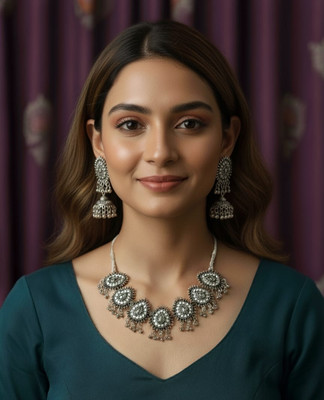 ALLINENTERPRISE Oxidised Silver Black Silver White Jewellery Set(Pack of 1)