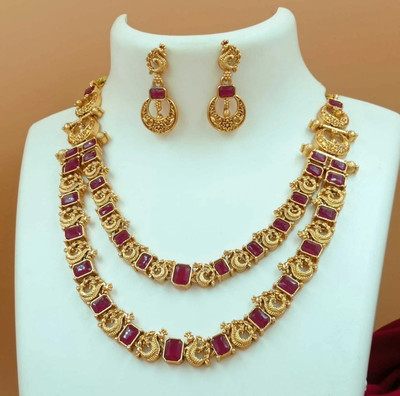 Shilpa Creation Alloy Gold-plated Red Jewellery Set(Pack of 1)