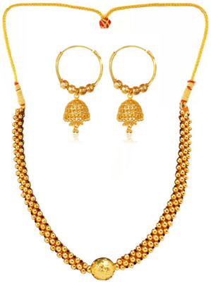 Heer Collection Brass, Copper, Dori, Alloy Gold-plated Gold, Ruby Red Jewellery Set(Pack of 1)