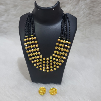 Sajshrungar Jewellery Metal, Crystal, Copper, Alloy Gold-plated, Copper Gold, Black Jewellery Set(Pack of 1)