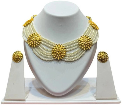 RNJewels Alloy Gold, White Jewellery Set(Pack of 1)