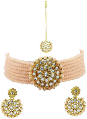 MGEdge Brass Gold-plated Beige Jewellery Set(Pack of 1)