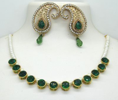 SHREE MAULI CREATION Alloy Gold-plated Green Jewellery Set(Pack of 3)