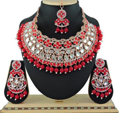 VATSALYA creation Alloy Gold-plated Red Jewellery Set(Pack of 1)