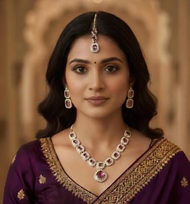 Pampy Angel Alloy Silver Pink Jewellery Set(Pack of 1)