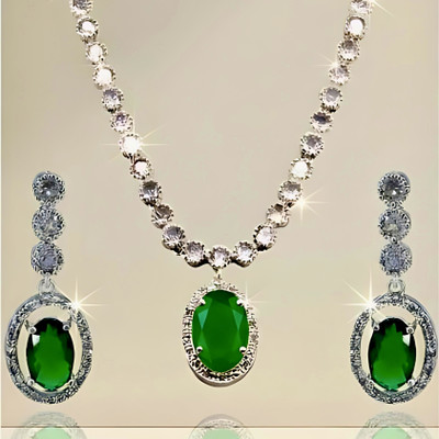 Kidhant Alloy Silver, Green Jewellery Set(Pack of 1)