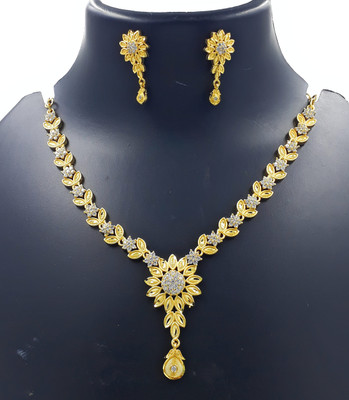 Anujeet Fashion Hub Copper Gold-plated White Jewellery Set(Pack of 1)