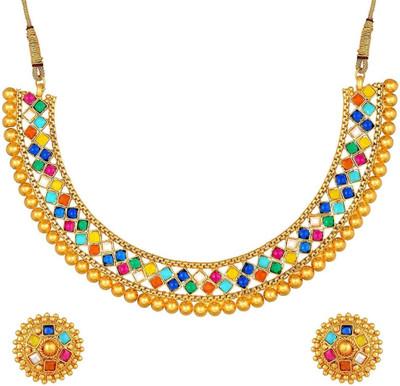 Pardha Jewels And Style Alloy Multicolor Jewellery Set(Pack of 1)