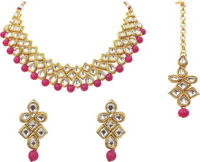 Chrishan Alloy Gold-plated Ruby Red Jewellery Set(Pack of 1)