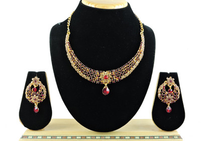 VATSALYA creation Alloy Gold-plated Maroon Jewellery Set(Pack of 1)
