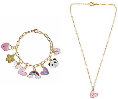 EnlightenMani Alloy Gold-plated Multicolor, Pink Jewellery Set(Pack of 2)