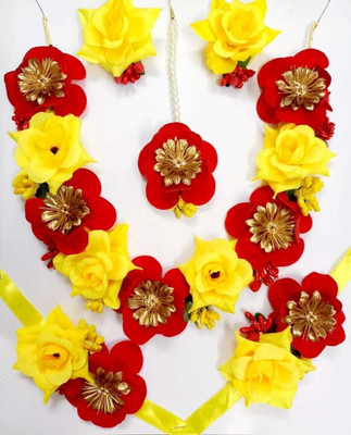 Shiv Fabric Red, Yellow Jewellery Set(Pack of 1)