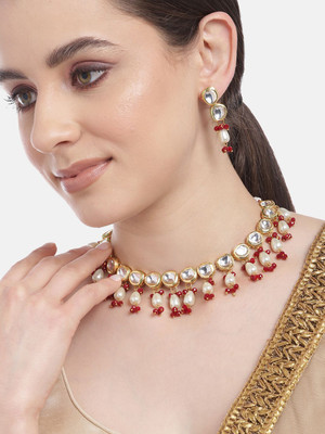 ANOUK Brass Gold-plated Red Jewellery Set(Pack of 1)